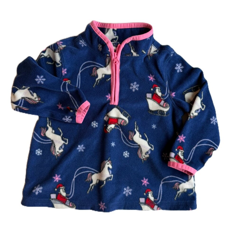 3/$15 | Baby Girl Fleece Jacket 18M Unicorns Santa Christmas Navy Purple Pink